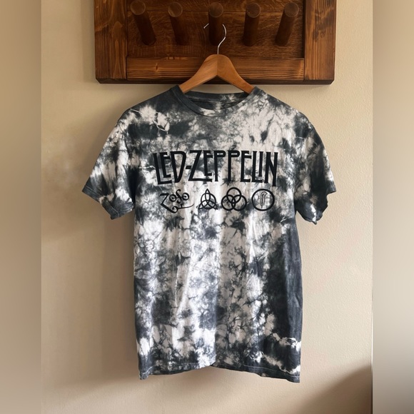 Led Zeppelin Tye Dye Tshirt, Grey & White, Medium - Picture 1 of 8